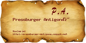 Pressburger Antigoné névjegykártya